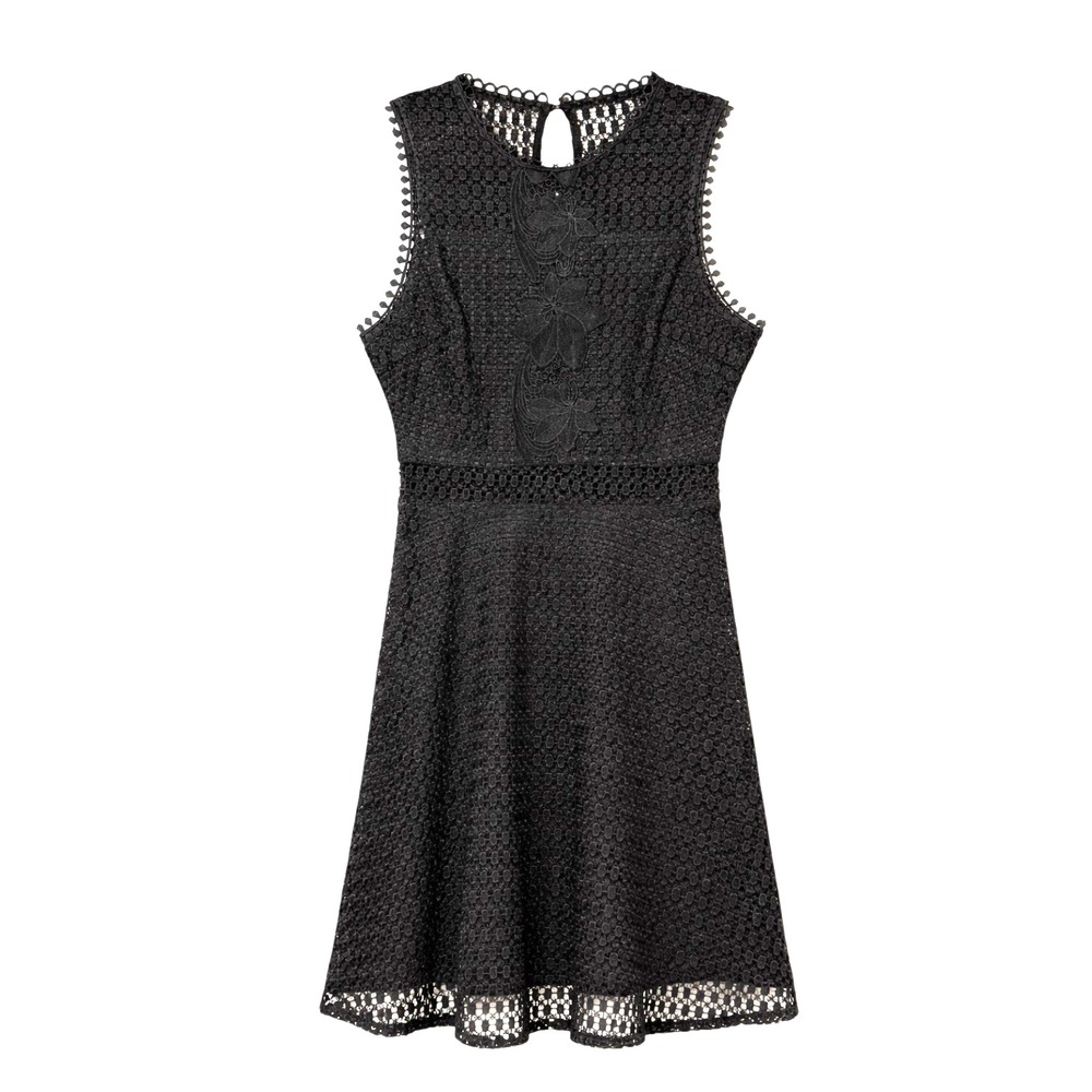 Romantic Coquette Lace Little Black Dress Women Size Small Classic Minimalist